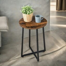 Rackhams Industrial 55CM Tall Narrow Side Table Rustic Brown - thumbnail 5