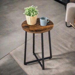 Rackhams Industrial 55CM Tall Narrow Side Table Rustic Brown - thumbnail 2