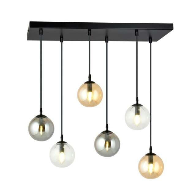 Rackhams COSMO Pendant lamp  6 x E14 Black with Transparent, Graphite and Amber Shade - image 1