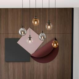 Rackhams COSMO Pendant lamp  6 x E14 Black with Transparent, Graphite and Amber Shade - thumbnail 6