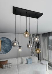 Rackhams COSMO Pendant lamp  6 x E14 Black with Transparent, Graphite and Amber Shade - thumbnail 4