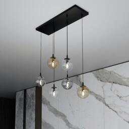 Rackhams COSMO Pendant lamp  6 x E14 Black with Transparent, Graphite and Amber Shade - thumbnail 5