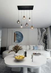 Rackhams COSMO Pendant lamp  6 x E14 Black with Transparent, Graphite and Amber Shade - thumbnail 3