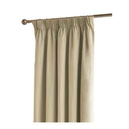 Rackhams Ultimate Velvet Pencil Pleat Curtains - Natural - 117cm x 183cm - Natural - 100% Polyester - thumbnail 1