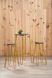 Rackhams District 3 Piece Gold Finish Bar Table Stool Set - thumbnail 2