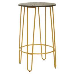 Rackhams District 3 Piece Gold Finish Bar Table Stool Set - thumbnail 3