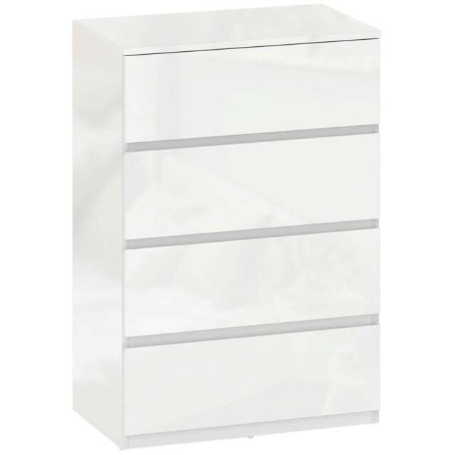 Rackhams High Gloss Chest of Drawers, 4-Drawer Storage Cabinets, Modern Dresser for Bedroom, White