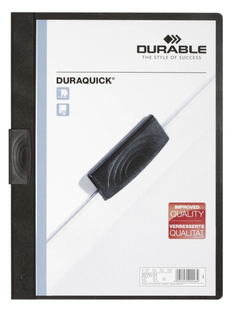 Rackhams DURAQUICK 20 Sheet Document Clip File Folder - 20 Pack - A4 Black - image 1