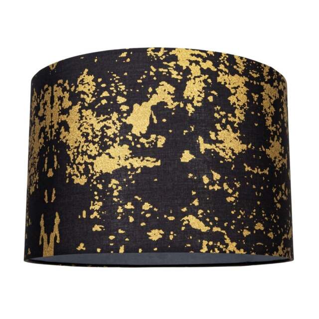 Rackhams Modern Black Cotton Fabric Lamp Shade with Gold Foil Decor for Table or Ceiling - image 1