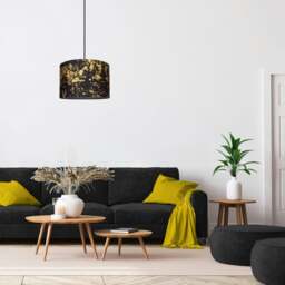 Rackhams Modern Black Cotton Fabric Lamp Shade with Gold Foil Decor for Table or Ceiling - thumbnail 6