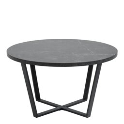 Rackhams Amble Round Coffee Table with Black Marble Melamine Top & Black Legs - Black - Black - 77 - thumbnail 2