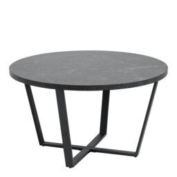 Rackhams Amble Round Coffee Table with Black Marble Melamine Top & Black Legs - Black - Black - 77