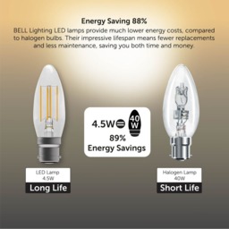 Rackhams B22 LED Filament Candle 4.5W Energy Saving Light Bulbs - Pack of 6 - thumbnail 6