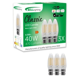 Rackhams B22 LED Filament Candle 4.5W Energy Saving Light Bulbs - Pack of 6 - thumbnail 2