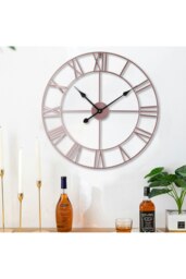Rackhams 60cm Dia Rose Gold Roman Numeral Skeleton Wall Clock - Rose Gold - thumbnail 4