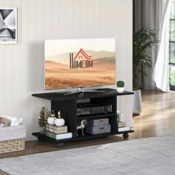 Rackhams Modern TV Cabinet Stand Storage Shelves Table Mobile Bedroom Furniture Bookshelf Bookcase Black - thumbnail 2