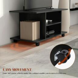 Rackhams Modern TV Cabinet Stand Storage Shelves Table Mobile Bedroom Furniture Bookshelf Bookcase Black - thumbnail 5