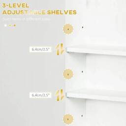 Rackhams Bathroom Wall Cabinet, Over Toilet Storage Cupboard with Adjustable Shelves for Hallway, Living Room, White - thumbnail 5