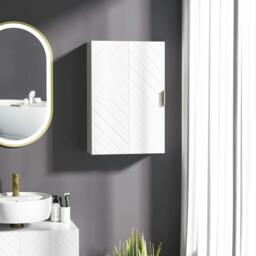 Rackhams Bathroom Wall Cabinet, Over Toilet Storage Cupboard with Adjustable Shelves for Hallway, Living Room, White - thumbnail 2