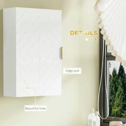 Rackhams Bathroom Wall Cabinet, Over Toilet Storage Cupboard with Adjustable Shelves for Hallway, Living Room, White - thumbnail 6