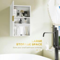 Rackhams Bathroom Wall Cabinet, Over Toilet Storage Cupboard with Adjustable Shelves for Hallway, Living Room, White - thumbnail 4
