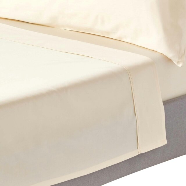 Rackhams Organic 400 TC Egyptian Cotton Sateen Flat Sheet - Cream - Super King - image 1