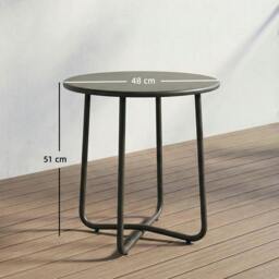 Rackhams Metal Garden Side Table, 48 cm Round Outdoor Table - Green - Garden Side Table - thumbnail 4