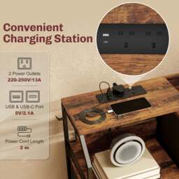 Rackhams Fabric Chest of Drawers w/ Charging Station for Bedroom Rustic Brown - Rustic Brown and Black - 8 - Modern - thumbnail 4