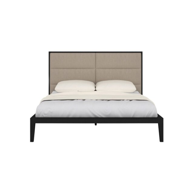 Rackhams Orchid Double Bed - Wenge (Black Stained Oak) with Beige Fabric - Wenge (Black Stained Oak) - image 1