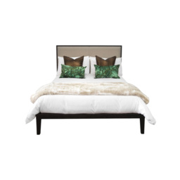 Rackhams Orchid Double Bed - Wenge (Black Stained Oak) with Beige Fabric - Wenge (Black Stained Oak) - thumbnail 2