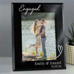 Rackhams Personalised Heart Black Glass 7x5 Photo Frame - thumbnail 1