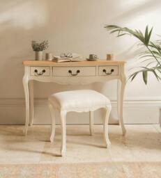Rackhams Juliette Vintage Chic Dressing Table with Drawers - Champagne, Cream