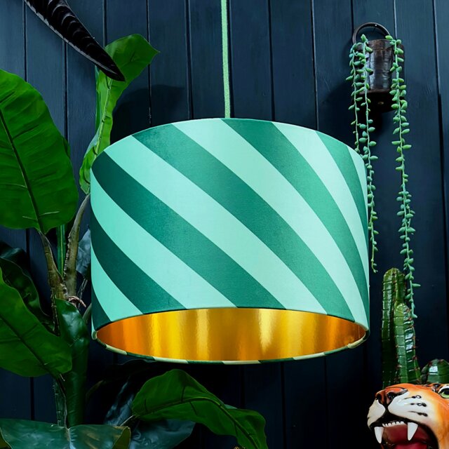 "Rackhams Apple Sours Helter Skelter Velvet Lampshades With Gold Foil Lining - 40cm diameter x 25cm height / 16"" x 10""" - image 1