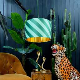 "Rackhams Apple Sours Helter Skelter Velvet Lampshades With Gold Foil Lining - 40cm diameter x 25cm height / 16"" x 10""" - thumbnail 2