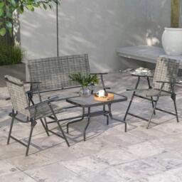 Rackhams Four-Piece Metal Garden Sofa Set - Mixed Grey - thumbnail 2
