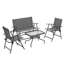 Rackhams Four-Piece Metal Garden Sofa Set - Mixed Grey - thumbnail 1