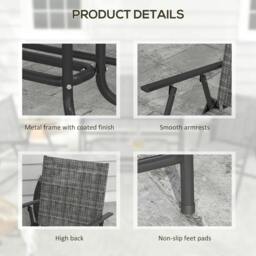 Rackhams Four-Piece Metal Garden Sofa Set - Mixed Grey - thumbnail 6
