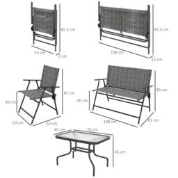 Rackhams Four-Piece Metal Garden Sofa Set - Mixed Grey - thumbnail 3