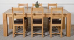 Rackhams Kuba Extra Large Oak Dining Table with Lincoln Oak Chairs - Natural Oak - 6 chairs - thumbnail 2