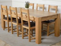 Rackhams Kuba Extra Large Oak Dining Table with Lincoln Oak Chairs - Natural Oak - 6 chairs - thumbnail 1
