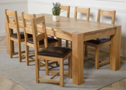 Rackhams Kuba Extra Large Oak Dining Table with Lincoln Oak Chairs - Natural Oak - 6 chairs - thumbnail 3