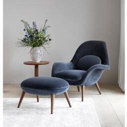 Rackhams Fredericia Swoon Armchair And Footstool, Velvet, Brown - thumbnail 6