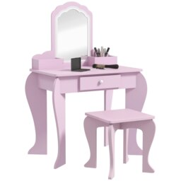 Rackhams Kids Dressing Table, Cloud Design w/ Mirror, Stool, Drawer, Storage Box - thumbnail 2