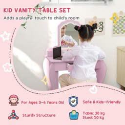Rackhams Kids Dressing Table, Cloud Design w/ Mirror, Stool, Drawer, Storage Box - thumbnail 4