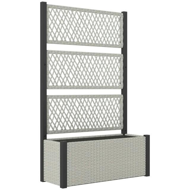 Rackhams Garden Planter Box with Trellis, Liner for Climbing Plants, Vegetables, Flowers, 90 x 35 x 148 cm, Mixed-grey