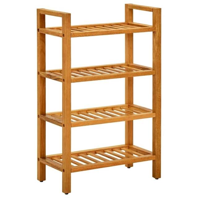 Rackhams Shoe Rack with 4 Shelves 50x27x80 cm Solid Oak Wood