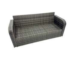 Rackhams Garden Outdoor Rattan Furniture Set Rattan Love Sofa 3 Seater Sofa with 2 Side Tables 3 Footstools Dark Grey Mixed - thumbnail 5