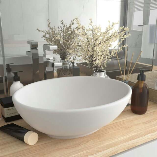 Rackhams Luxury Basin Oval-shaped Matt White 40x33 cm Ceramic