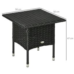 Rackhams Rattan Side Table, Outdoor Coffee Table with Plastic Board Under the Full Woven Table Top for Patio, Garden, Balcony, Black - thumbnail 3