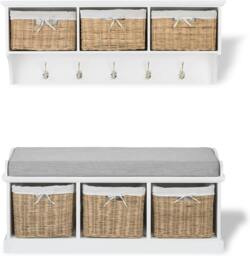Rackhams Tetbury Hallway Set with Natural Wicker Baskets and Grey Cushion - 2 seater - thumbnail 2
